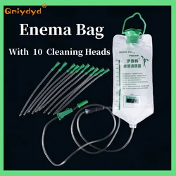 1200ml Household Enema Colonic Irrigation Douche Kit Reusable Cleaning Detox Bag With 10 Cleaning Heads