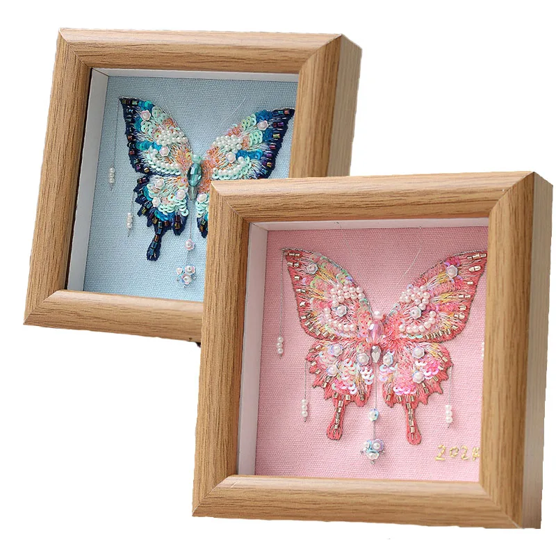 

Набор материалов «сделай сам» с бабочкой и ручной вышивкой для начинающих, подарки на день рождения для лучших друзей