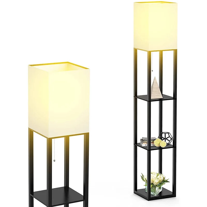 Simple wooden creative bedroom living room tea room rack Chinese floor lamp