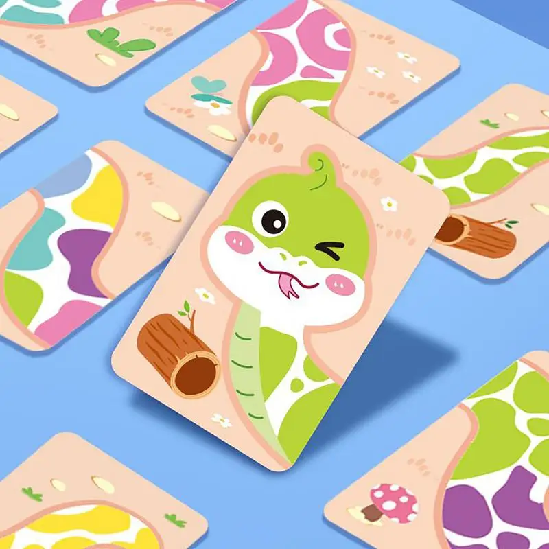 Puzzles serpent Cartes d'animaux Puzzles assortis Activités d'apprentissage préscolaire de dessins animés Jeux de fête en famille pour les enfants de 3 ans pour améliorer