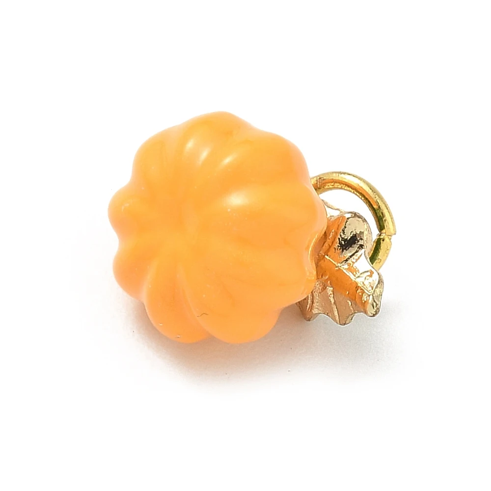 KitBeads 10pcs Brass Enamel Pumpkin Charms 3D Orange Fruit Jewelry Decoration for DIY Bracelets Necklaces Crafts Making