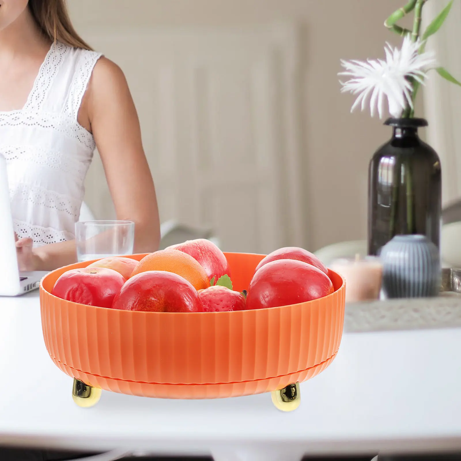 Rotating Round Storage Tray Cosmetic Jewelry Skincare Fruit Desktop Organizer Elegant Multipurpose Holder