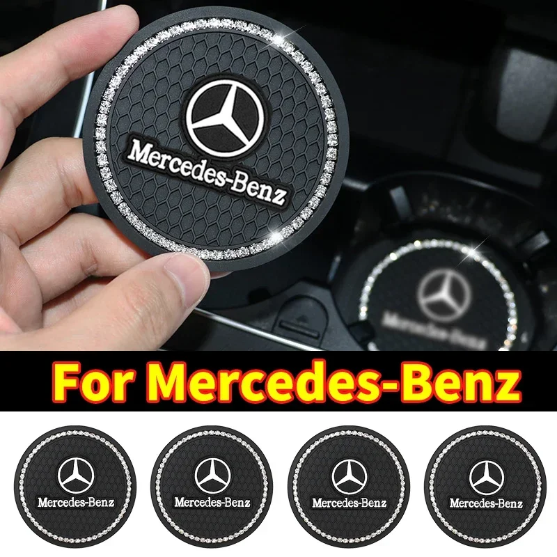 Auto Untersetzer Diamant Wasser Tasse Halter Anti-slip Pad Gummi Matte Für Mercedes Benz AMG A B C S R Klasse GLK GLB W108 W124 W168 W176