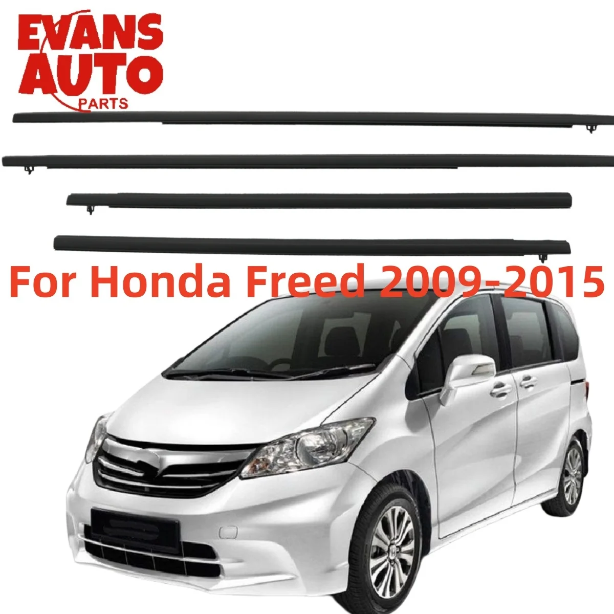 4Pcs Car Window Weatherstrip Black For Honda Freed 2009-2015 72450-SYY-003 72410-SYY-003 72950-SYY-003 72910-SYY-003
