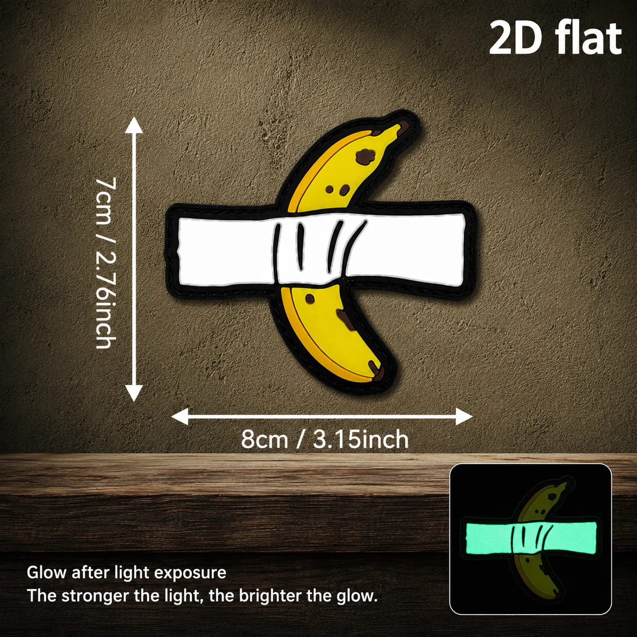 1Pc/2Pcs/3Pc Optional Banana Pattern Pvc Armband Glow-In-The-Dark Patch Badge Applique Wear-Resistant Fabric Personalized Decorative Patch with Fleece Backing