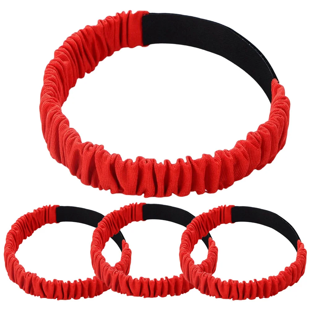 4 Pcs Two-person Three-legged Strap Elastic Race Bands Elasticity Parent-child Interaction Props Red