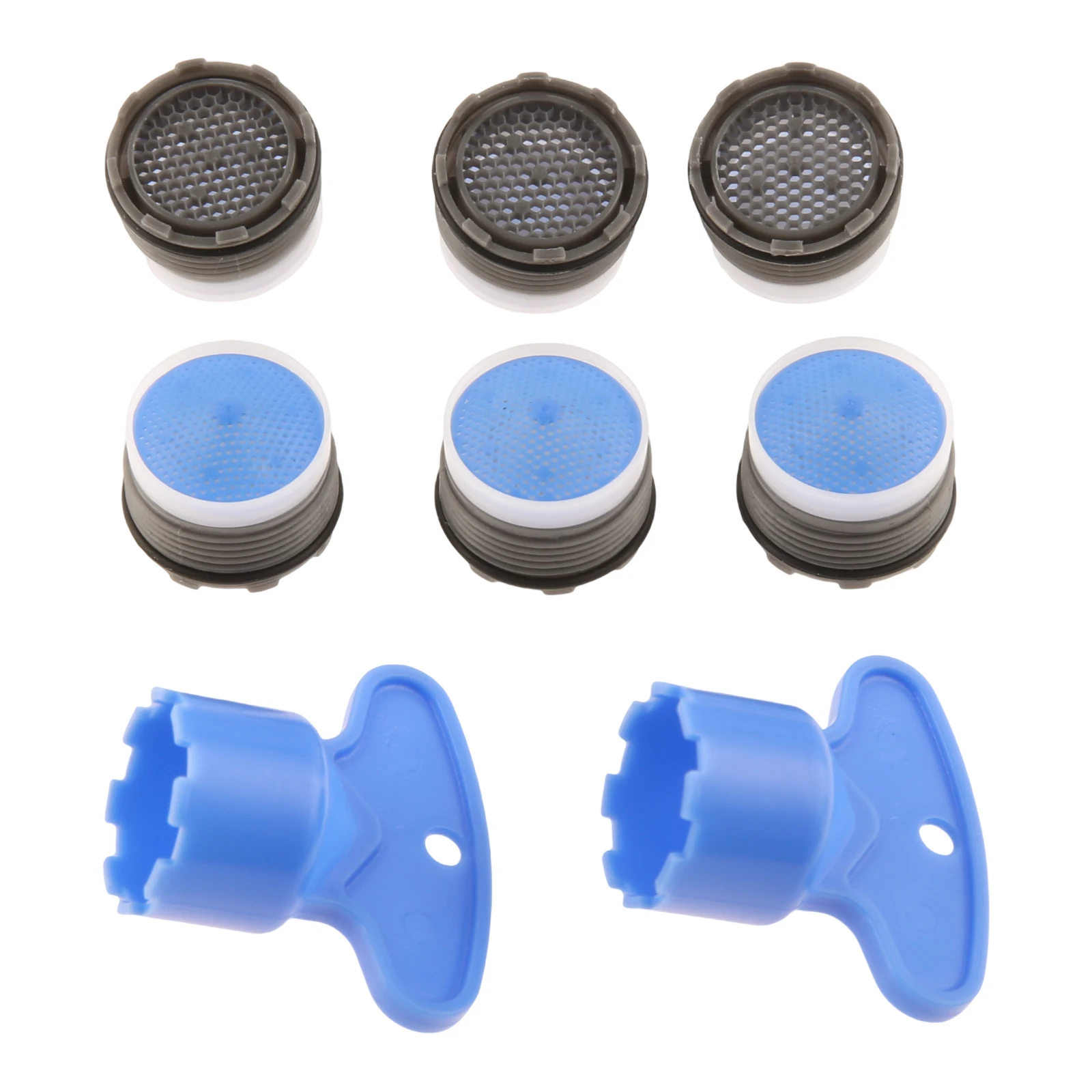 

6Pcs ABS Plastic Faucet Aerator with 2pcs Wrench Kitchen Bathroom Faucet Aerator Key Removal Tool Tap Aerators Flow Restrictor