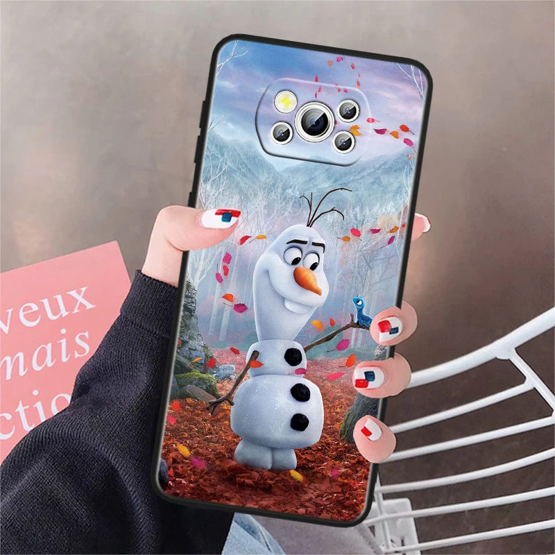 Disney Sven Frozen For Xiaomi Poco X5 X3 Pro X4 F4 F3 GT M5 M5s M4 M3 C55 C50 C40 5G Black Soft Phone Case