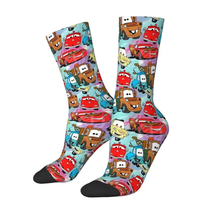 Kawaii Mens Lightning McQueen Cars Collage Dress Socks Unisex Warm Breathbale 3D Print Crew Socks