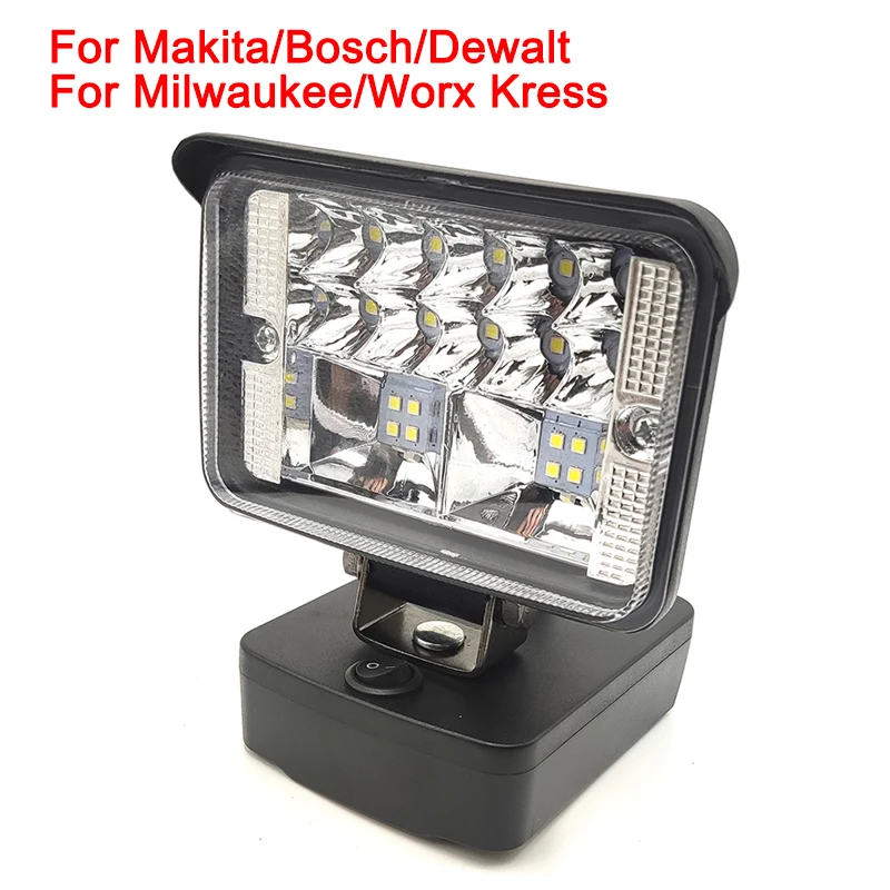 Portable Work Light Cordless Tool Lamp Flashlight Emergency Lighting for Makita/Bosch/Dewalt/Milwaukee/Worx Kress Li-ion Battery