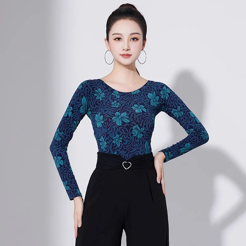 customized latin dance suit women top practicing Chinese standard base shirt modern dance hall performance competition dress