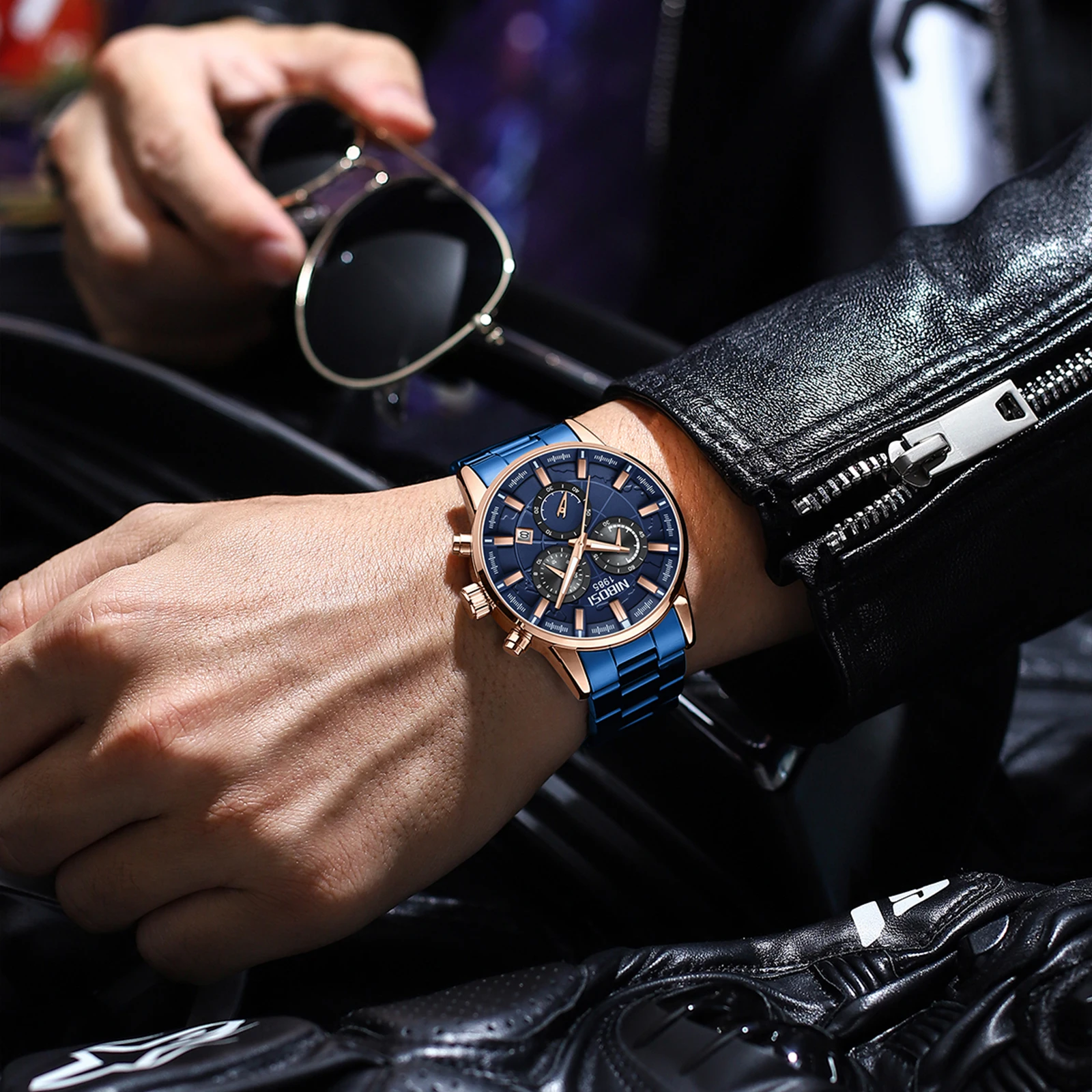 NIBOSI Brand Luxury 2025 Orologio al quarzo da uomo Orologio impermeabile in acciaio inossidabile Cronografo luminoso Orologi per uomo reloj hombre