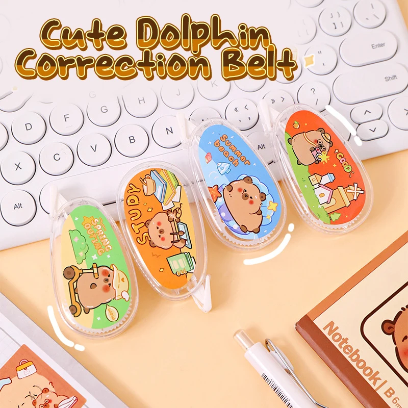 น่ารักการ์ตูน Capybara เทปแก้ไขเด็กเครื่องเขียนแบบพกพา Kawaii Mini การเขียนเทปที่ถูกต้องเครื่องมืออุปกรณ์โรงเรียน