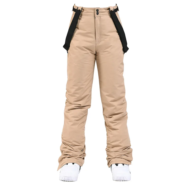 -30 ℃ Ski Strap Pants Waterproof warm thickened men and women lovers winter Single board double windproof Ski pants