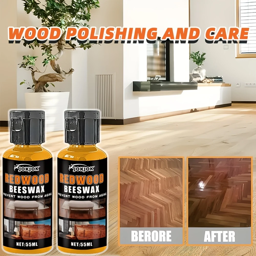 JOKJOK Premium Redwood Beeswax Polish - Crack-Resistant & Anti-Aging Wood Floor & Furniture Polish, Natural Wood Finish Restorer