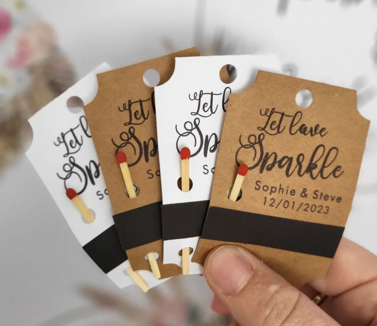 50pcs Let love sparkle! Personalised TAGS | Sparkler Favour Tags | Match Strip Favour Tags | Wedding Favour | Personalised Weddi