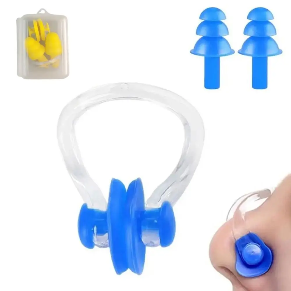 10Pack Swimming Supplies Earplug Nose Clip Set Anti-noise Soft Swimming Ear Plugs Ear Nose Protector Waterproof Swim Noise Clip