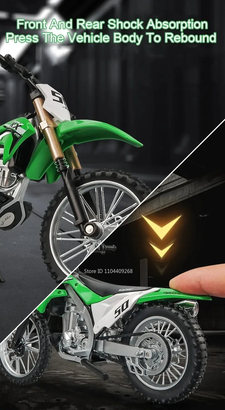 1:12 R Nine T Kawasaki KX450 Motorrad Modell Spielzeugauto Stoßdämpfung Rad Lenkmotor Modelle Spielzeug Beste Geschenke für Jungen – Detail 16
