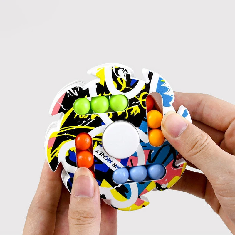 1Pcs New Design Doodle Fidget Finger Wheel Spin Fingertip Gyro Magic Bean Anti Stress Relief ADHD EDC Gadget Toy for Kid Adult