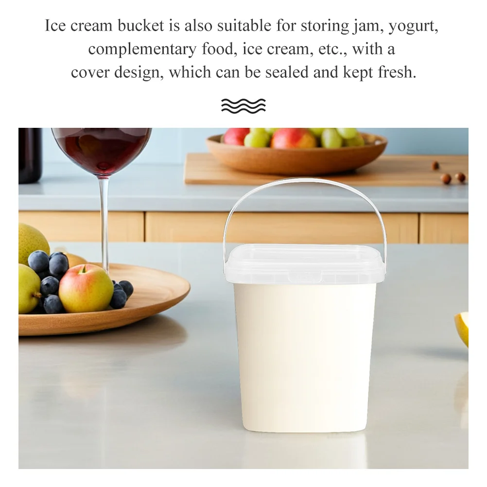 Contenedor de almacenamiento de cubo para helado, 10 Uds., cuadrado transparente grueso, reutilizable, antiadherente, seguro para helado, yogur, mermelada, cocina