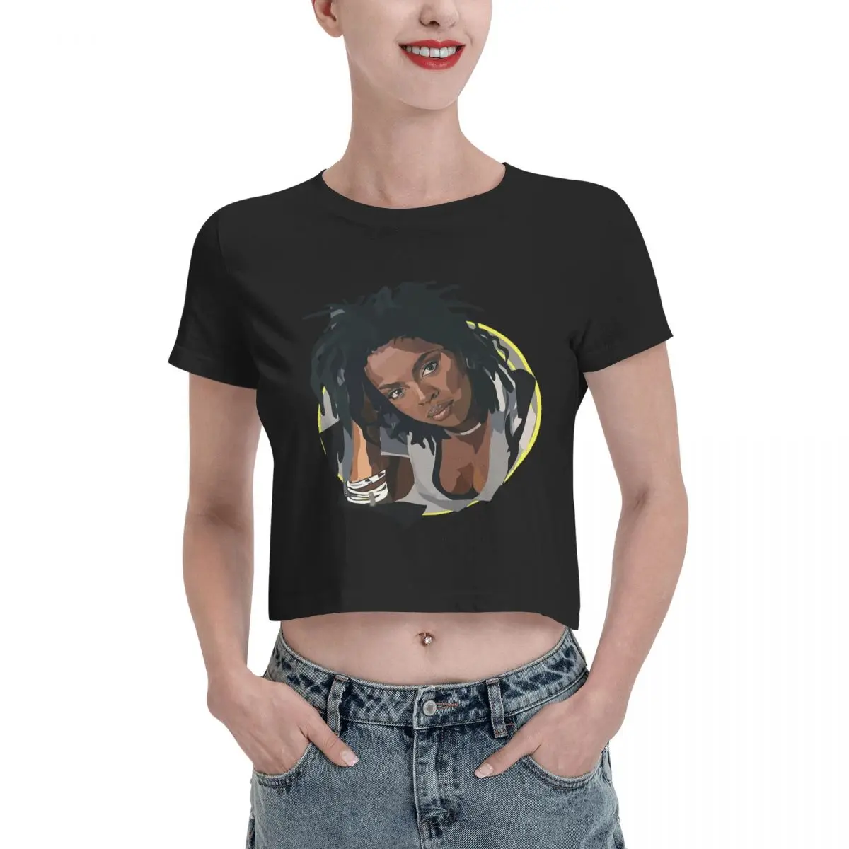 

Fugees Lauryn Hill Leak navel T-shirt, Womens Summer Cotton Tee Fashion Crew Neck Short Sleeve T Shirts