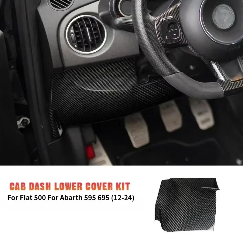 For Fiat 500 For Abarth 595 695 Real Dry Carbon Fiber 2012-2024 Cab Dashboard Lower Cover Interior Modification Accessories
