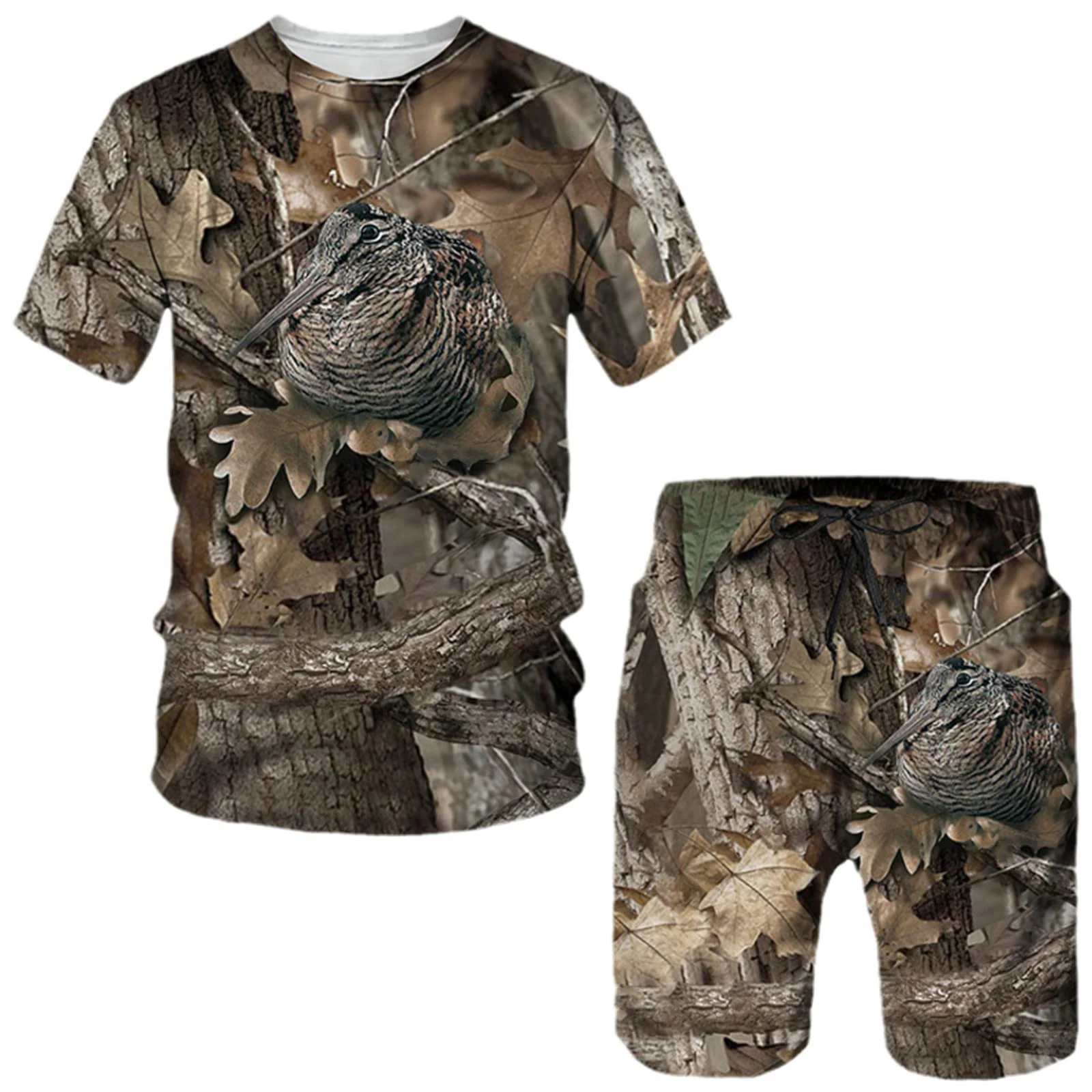 Camo Hunting Animal Tracksuit Camouflage 3D Print Men Fashion Short Sleeve T-Shirts Shorts Sets Streetwear Sportswear Kids Suits