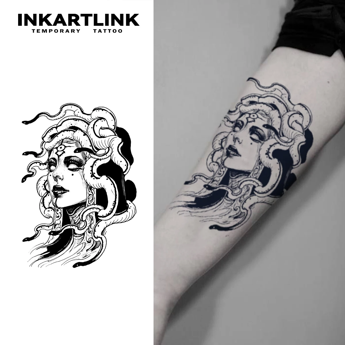 

Medusa temporary tattoo sticker, waterproof magic tattoo, lasts to 15 days fake tattoo, semi permanent tattoo