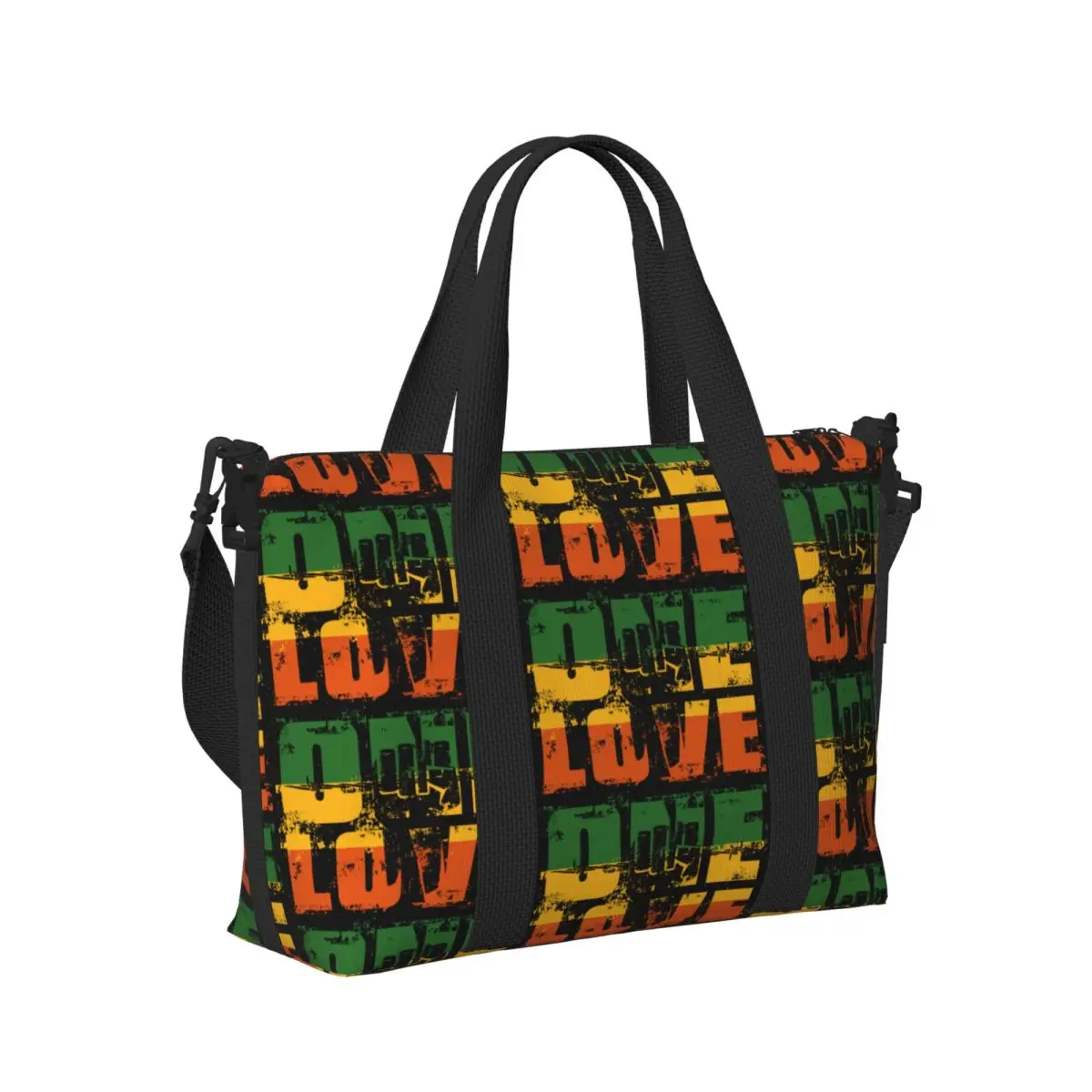 

One Love Jamaica Reggae Beach Travel Bag Large Capacity Tote Bags for Gym Yoga Women Shopping Duffle Shoulder Bag