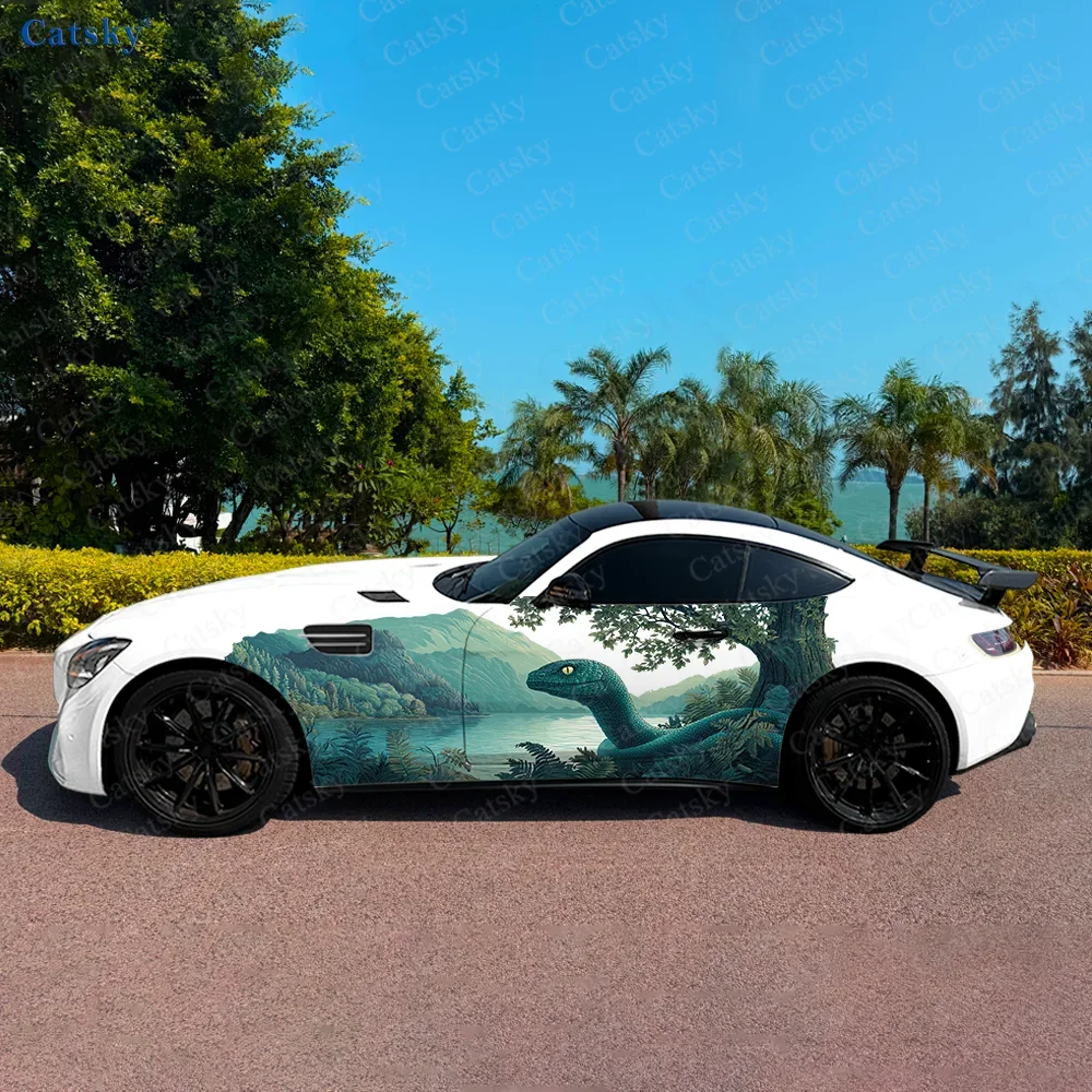 Horror Lake Monster Car Side Sticker Decoration, PVC Waterproof Scratch Resistant Decal, Car Protection, Auto Accessories Gift