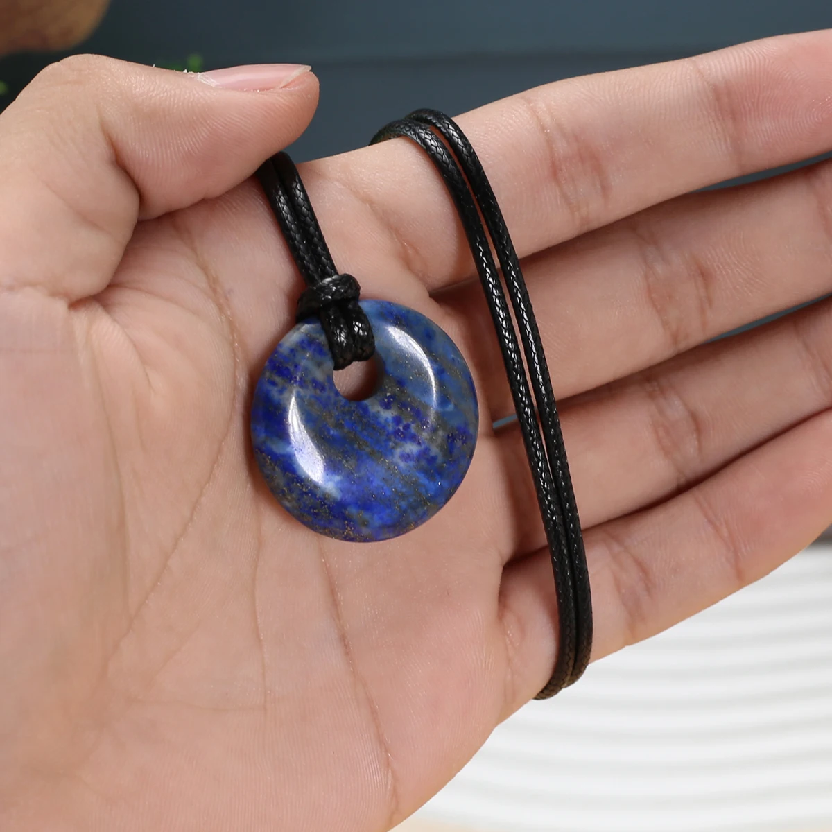 Natural Stone Large Hole Bead Pendant 29x29mm Amethyst Agate Jade Necklace Simple Style Healing Jewelry Accessories Gift for Men