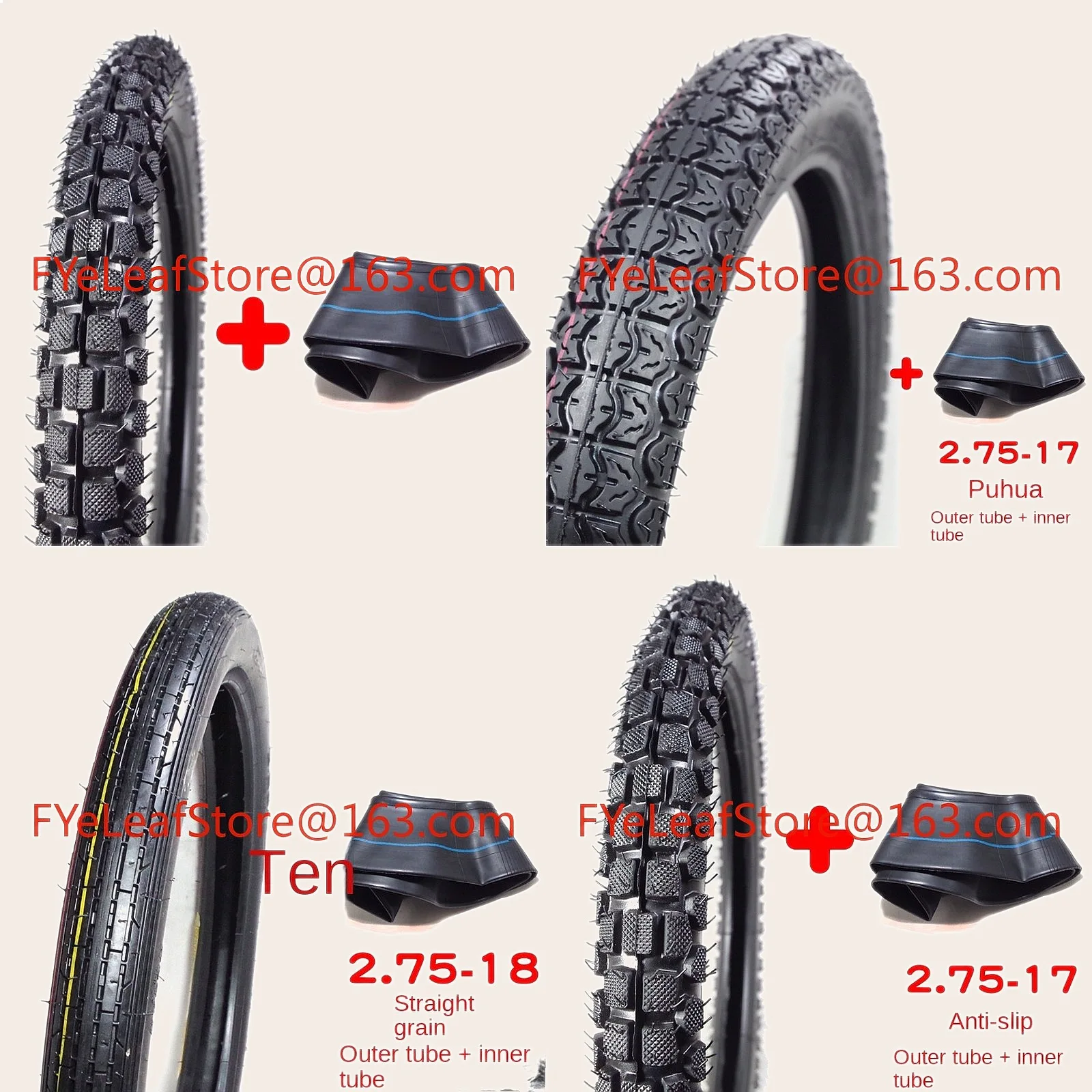 

Motorcycle Tire 2.25/2.50/2.75/3.00-18 17 Front Rear 225 250 275 300