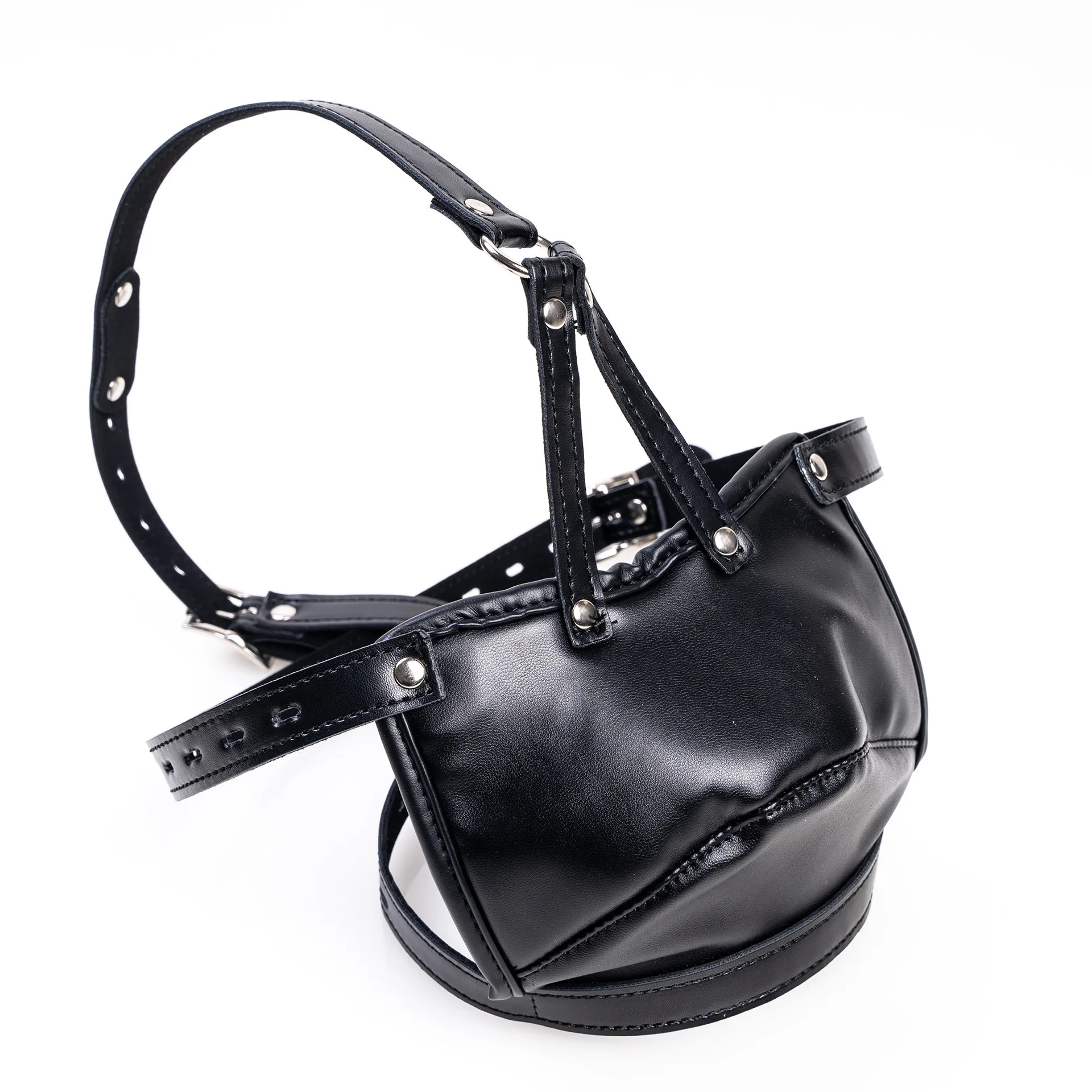 Exotic Cool PU Leather Harness Headgear Face Mask with Fetish Bondage Dildo Mouth Gag for Women Men Bedroom Cosplay Play Sex Toy view 5