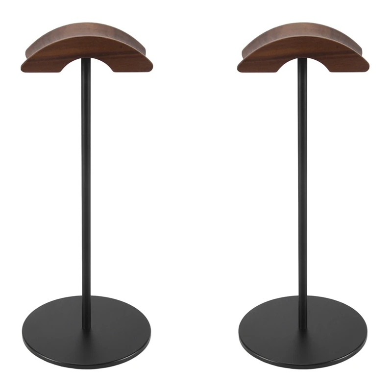 

2X Headphone Stand, Headset Holder Made Of Walnut Wood & Aluminium, Natural Walnut Gaming Headphone Holder With Base