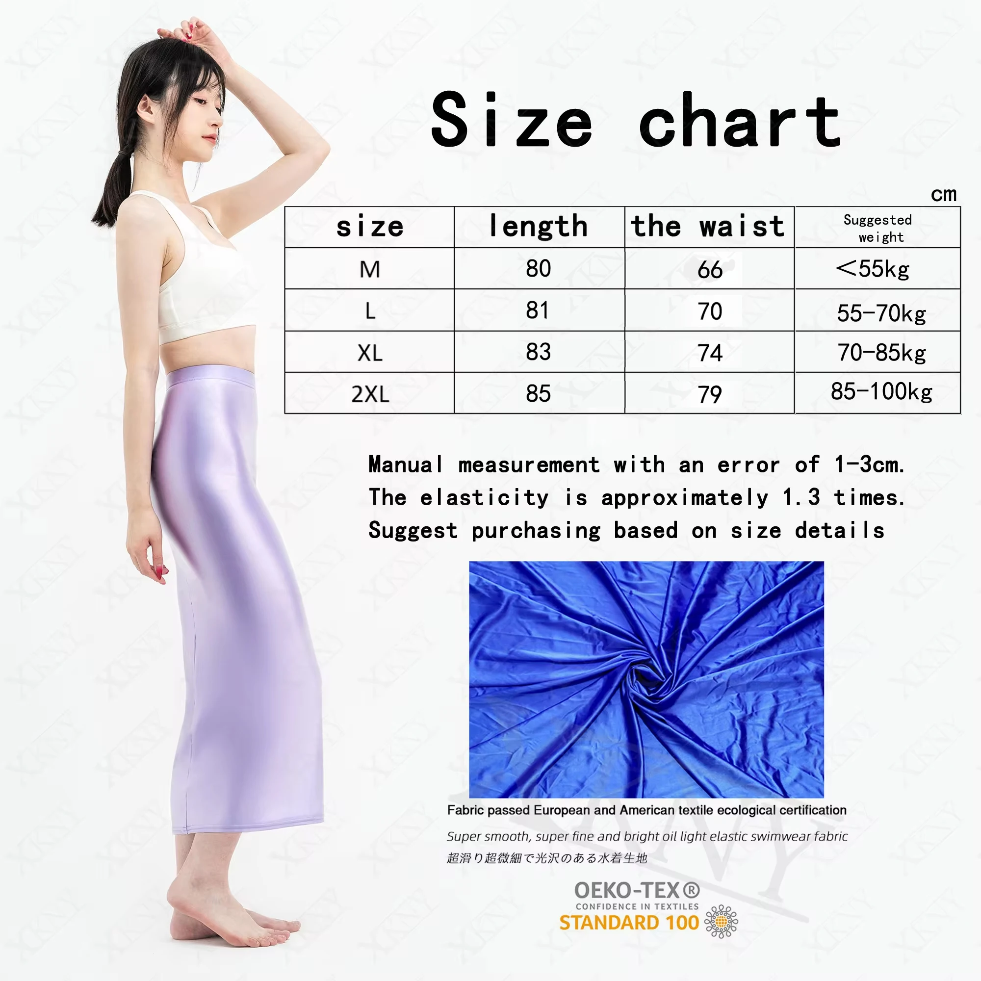 XCKNY glossiness Series Skirt Sexy Hip Wrap One Step Skirt Elastic Silk Smooth Skirt Silk Glossy Over Ankle-Length Body Skirt