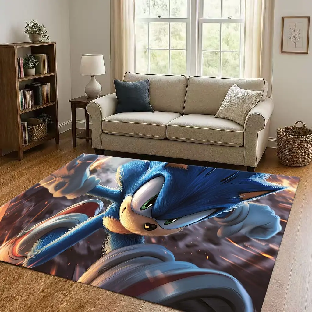 Alfombra antideslizante con dibujos animados 3D S-Sonics para sala de estar, alfombra suave para dormitorio, sala de juegos y sofá, felpudo fácil de limpiar para decoración del hogar