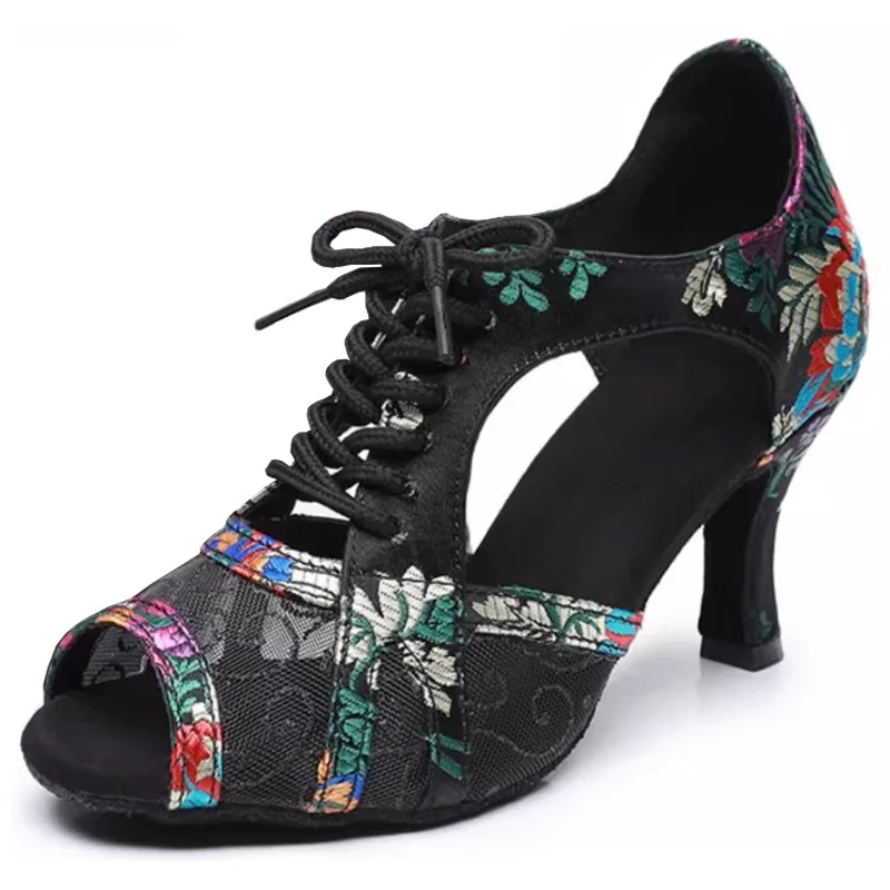 

Loogtshon Women Dance Boots For Ladies High Heel Flannel Ballroom Modern Dance Shoes RED Gilrs Soft Sole Bachata Salsa