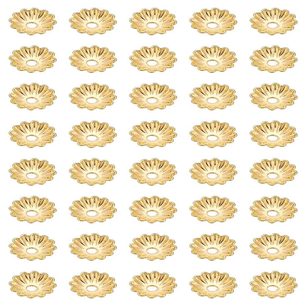 

1set 40pcs Brass Bead Caps Cadmium Free Nickel Free Lead Free Flower 6x2mm Hole: 1mm