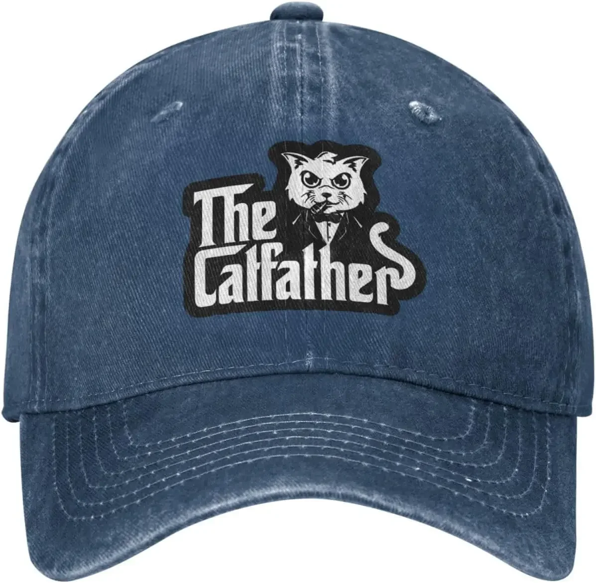 De Catfather Classic Baseball Cap Wash Retro Cowboy Trucker Hat Deep Heather