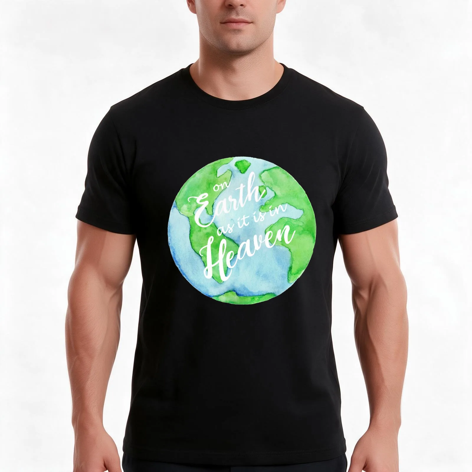 On Earth as it is in Heaven T-Shirt, Summer Casual Cotton Tee, Oversized Streetwear Tops, Vintage Graphic Print, 100% Cotton