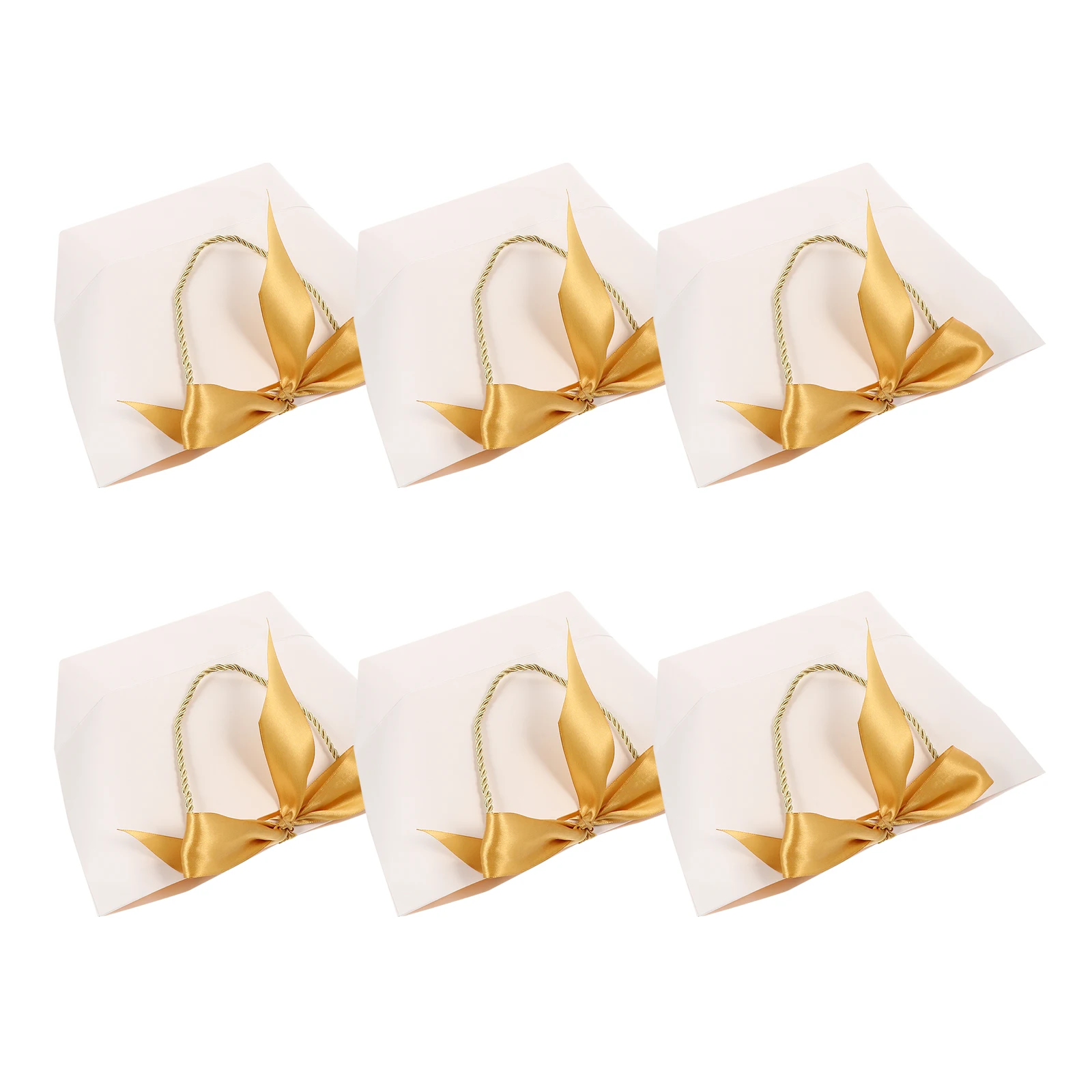 

6 Pcs Shopping Paper Bags Tote Packing Storage White Hand Carry Grocery Travel Home Bright Colors Workmanship Design