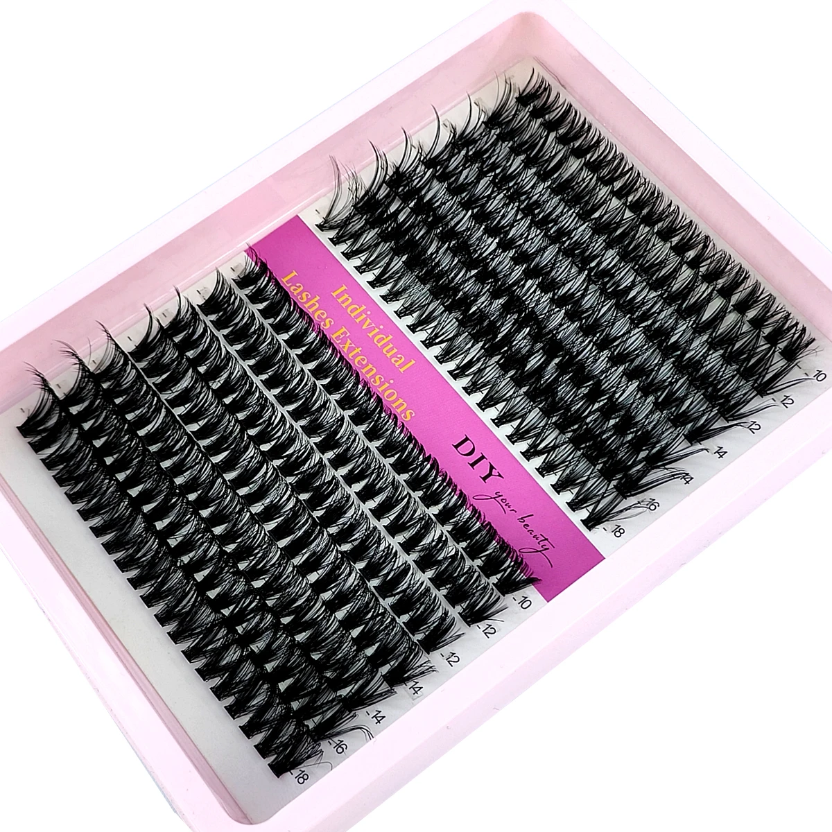 HBZGTLAD 60D-200D Mix Wimpern Cluster 10-18mm Mix Wispy Einzelne Wimpern Extensions 14 Reihen DIY Nerz Falsche Wimpern Make-Up – Detail 1