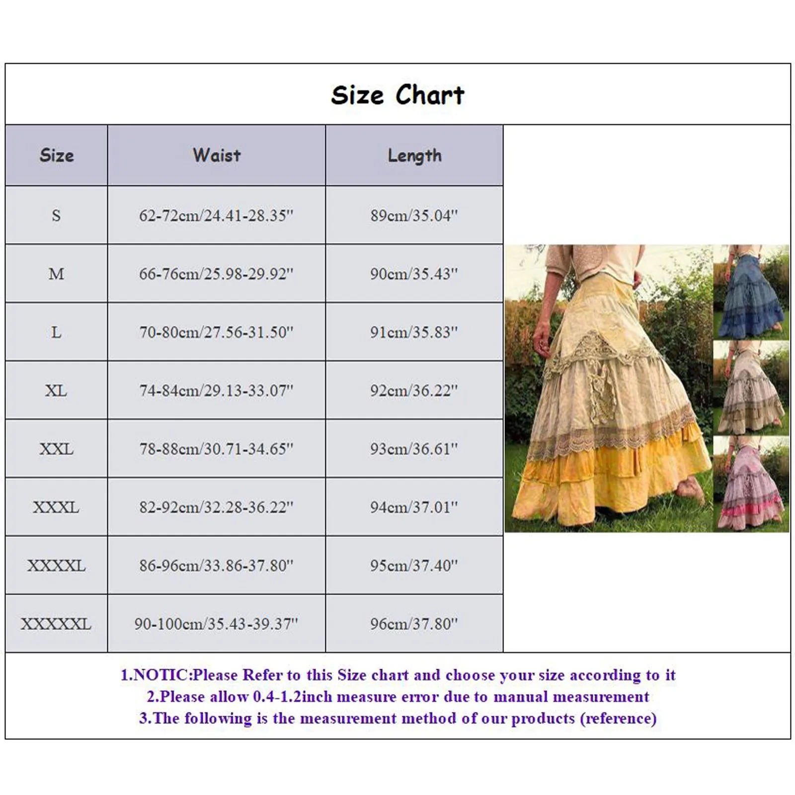 الطابق طول خمر بوهو تنورة المرأة الدانتيل خشنة كبيرة سوينغ عالية الخصر تنورة طويلة حجم كبير 5XL مضيئة عادية ألف خط تنورة #6
