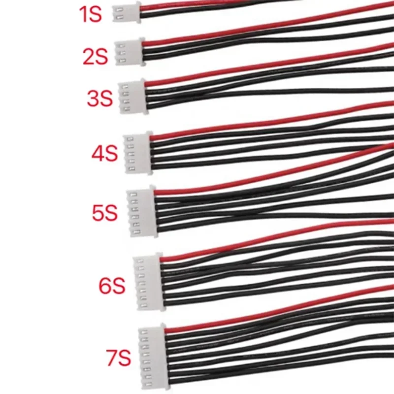 خط قابس شاحن بطارية ليبو Jst-xh ، موصل سلك ، كابل موازن ، 1s ، 2s ، 3s ، 4s ، 5s ، 6s ، 7s ، 8s ، 10 قطع في اللوت ، 22awg ، من من من من