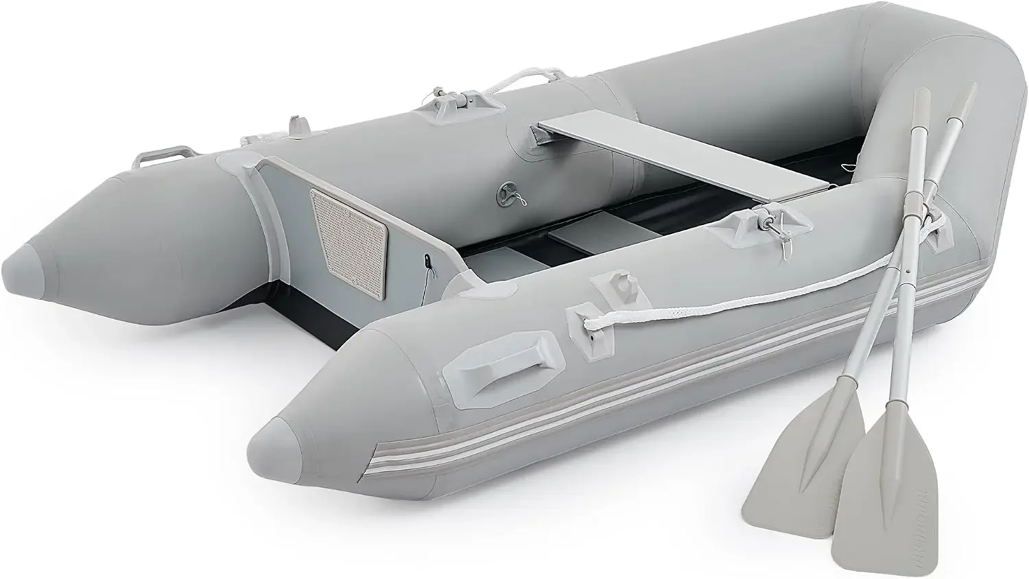 7.5ft Heavy Duty Inflatable Boat with Aluminum Floor & Oars - 2 Person 660lb Capacity Dinghy for Fishing/Towing | Includes