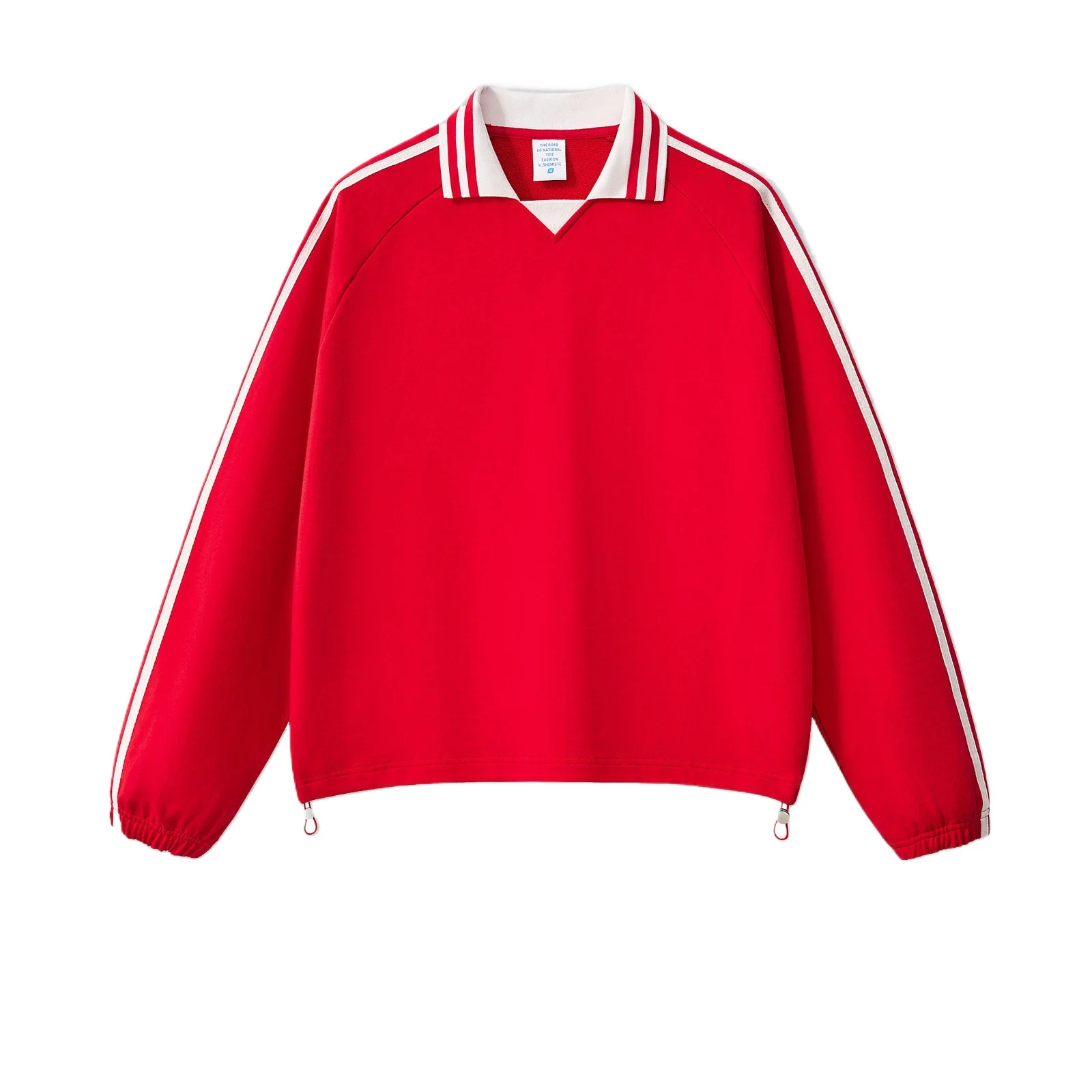 Custom LOGO men's American striped 100% cotton sweater 380G college style contrasting color lapel couple commuter sweater
