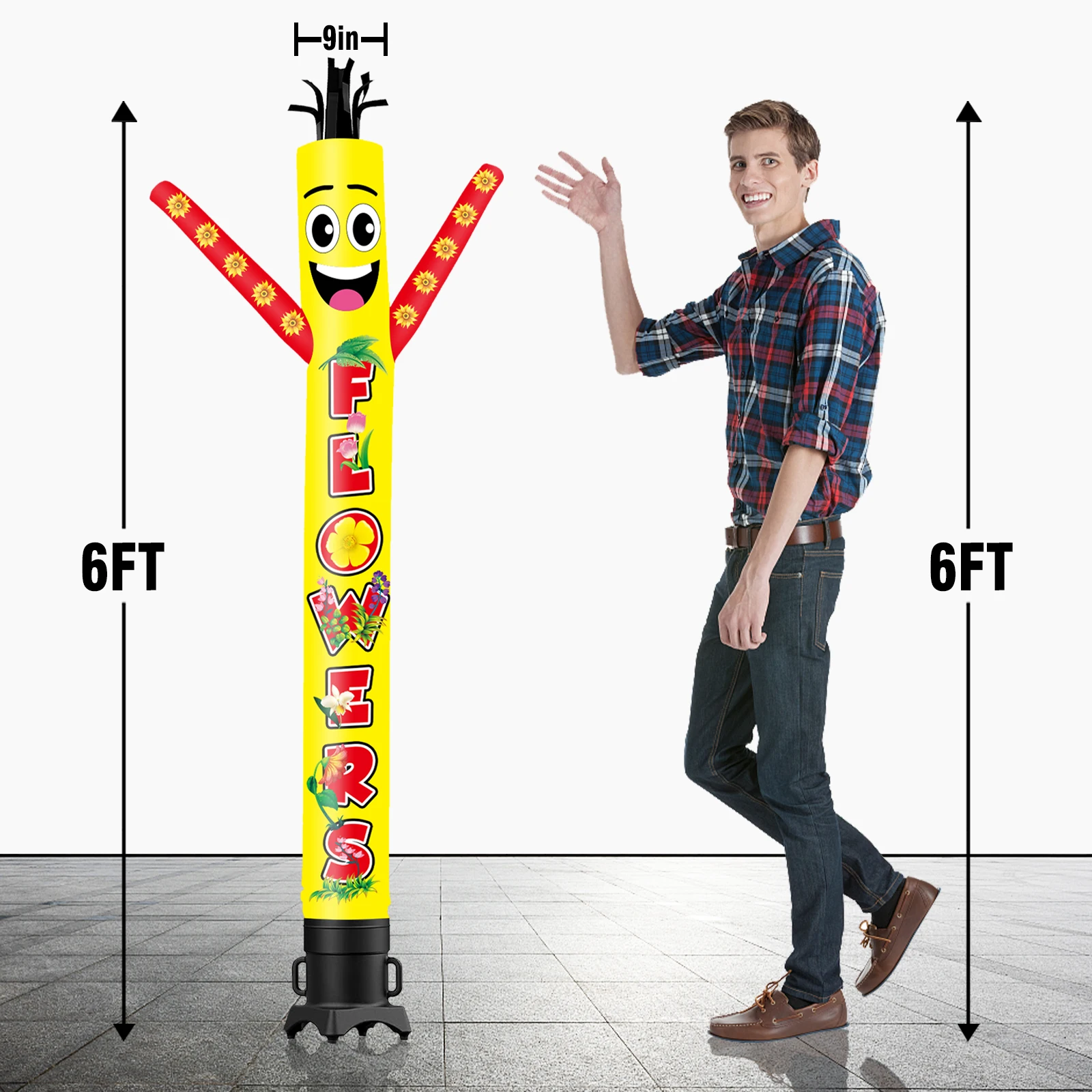 6/10/15/20FT Tall Inflatable Flower Dancing Guy for Outdoor Decoration Advertising(Blower Not Included)