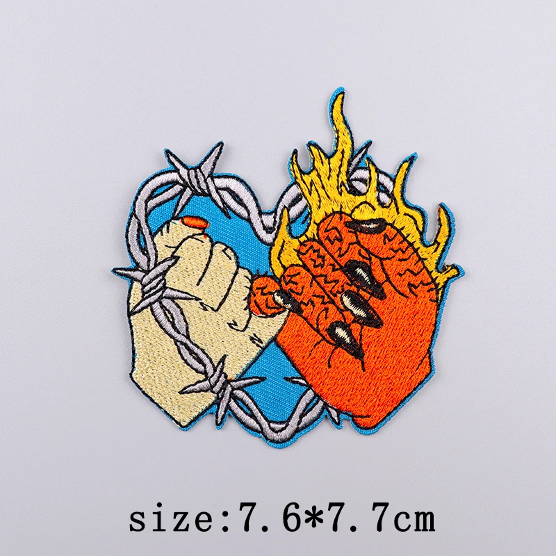 Horror Patch Hip Hop Embroidered Patches For Clothing Thermoadhesive Patches On Clothes Punk Fusible Patch For Clothes Hook Loop