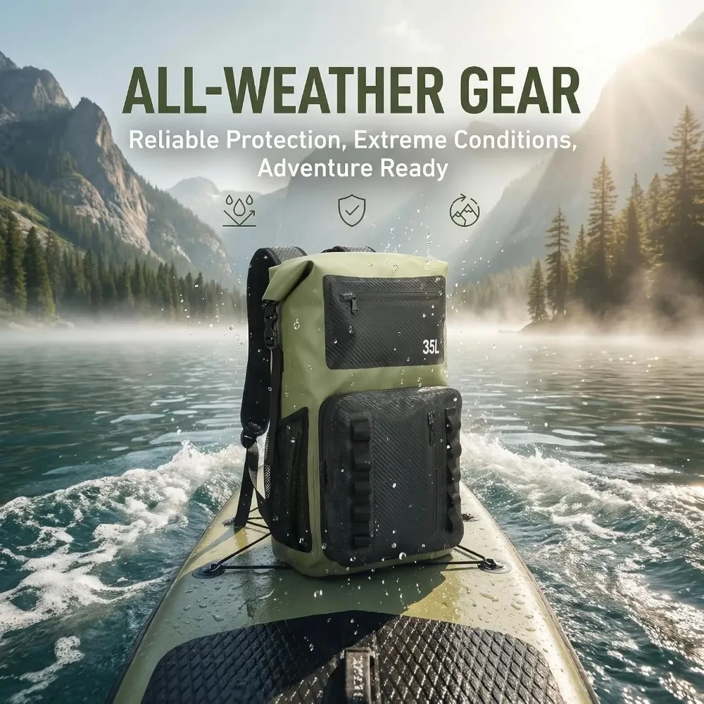 35L Swimming Waterproof Backpack Motorcycle Tail Bag Dry Luggage Bags for Kayaking Hiking Travel Beach Drifting Surfing Diving 썸네일 3