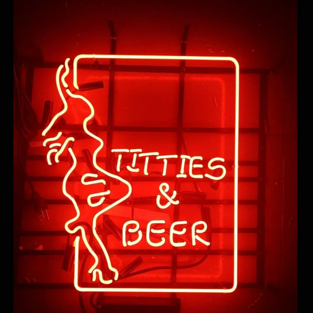 

Beauty Live Nudes Titties & Beer Neon Light Sign Custom Handmade Real Glass Tube Bar Advertise Room Decor Display Lamp 20"X24"